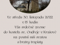Kostel sv. Ondřeje Krašov - Poutní mše 30.11.2022 pozvánka 1